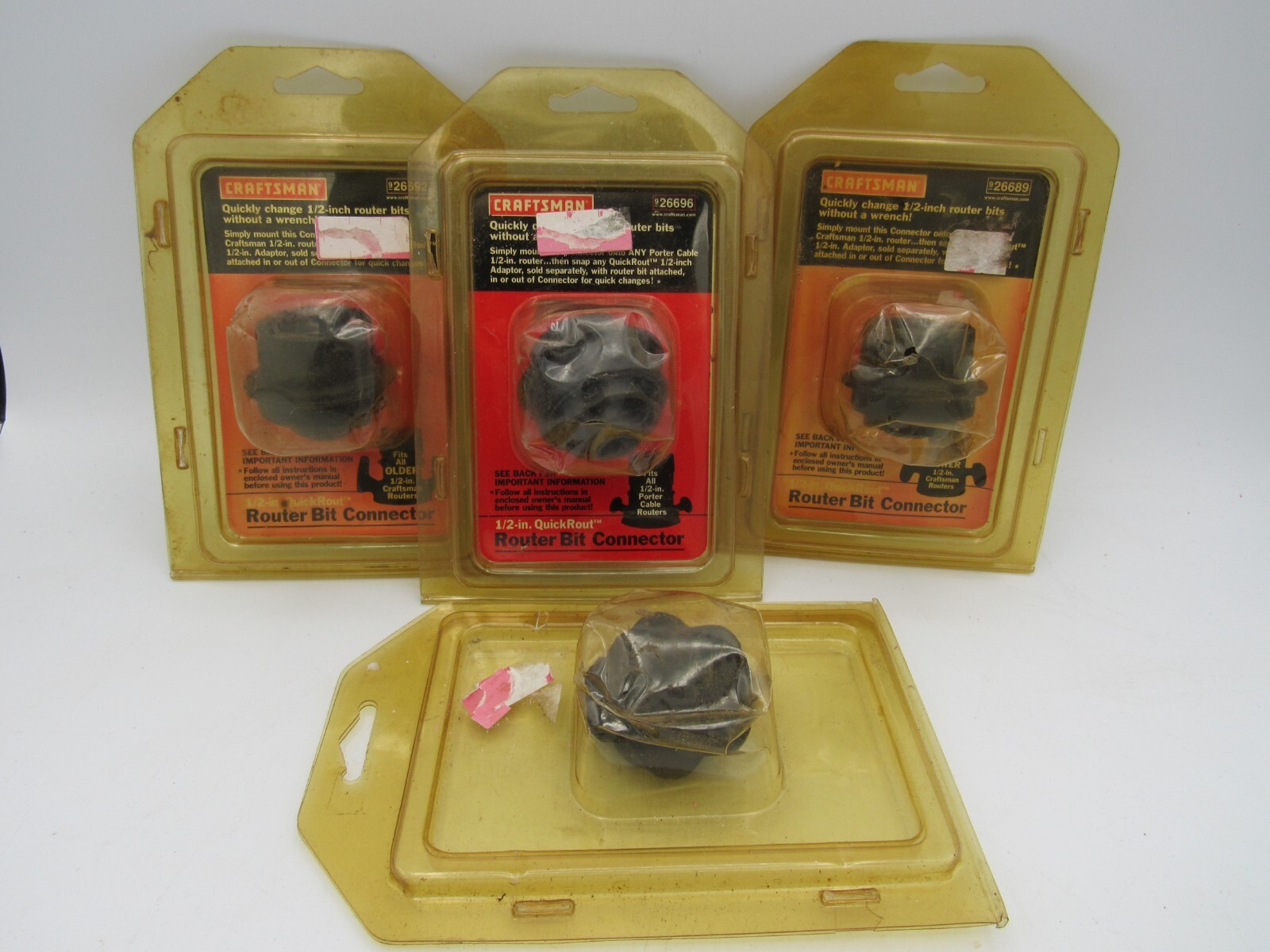 Lot (4) CRAFTSMAN 1/2" Quick ROUT Router BIT Connectors for OLD and NEW