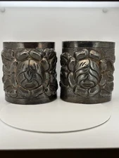 ⭐️Vtge SANBORNS Mexico Sterling Silver Cuff Bracelet Floral Wide Large Set Of 2