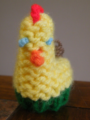 VINTAGE Hand-knitted CHICKEN ROOSTER Egg COZY   Free Ship
