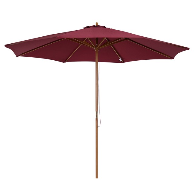 10 Bamboo Wooden Round Patio Sun Umbrella Garden Market Parasol Sunshade Canopy Ebay