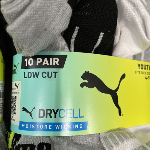 2 X Puma 10 Pair Low Cut Moisture Wicking Socks For Youth Shoe Size 4-9.5 - Picture 4 of 5