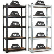 GARAGE SHELVES SHELVING 5 TIER UNIT RACKING BOLTLESS HEAVY DUTY STORAGE SHELF