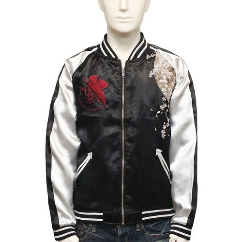 Nishiki × EVANGELION Rei Ayanami Reversible Sukajan & MA-1 Jacket Cherry Blossom - Picture 13 of 19