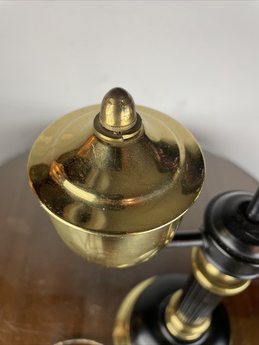Vintage Black Metal Brass Tole Student Banker Library Lamp - Picture 9 of 11
