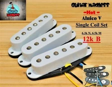 G.M. Premium Hot Alnico's White Strat Stratocaster® Single Coil Set For Fender