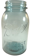 Vintage Ball Perfect Mason Jar, Quart, Blue, 1923-1926, used (D1)