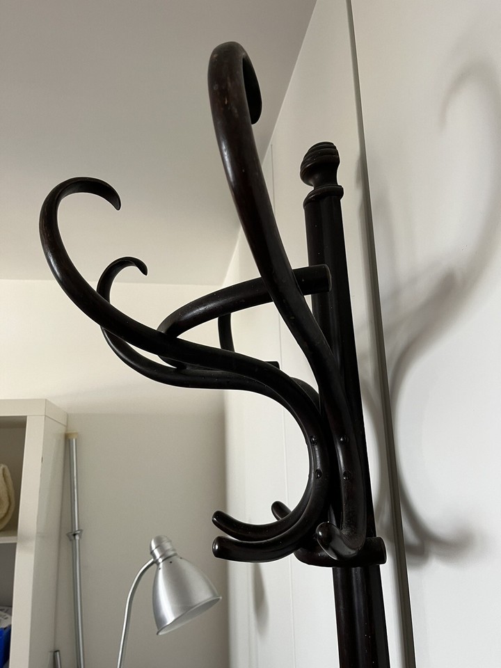 Antique Bentwood Coat Hat Umbrella Stand Rare flat back to go against a