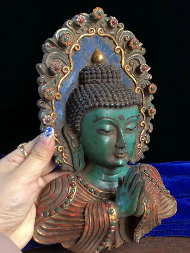 Hueso de yak antiguo chino tallado a mano Buda Sakyamuni Foto 4 de 4