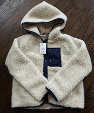 NWT J CREW Crewcuts Girls Ivory Sherpa Zip-Up Jacket Sz XS 4-5 Hoodie AZ913 98