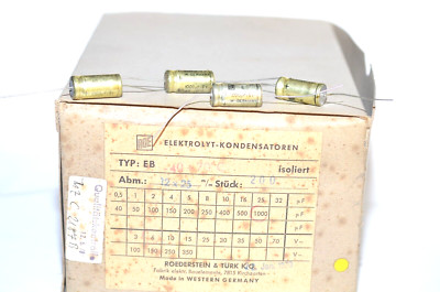 4x Elko-Kondensator von ROE Serie EB, 1000 µF / 6 Volt, Audio Capacitor, NOS