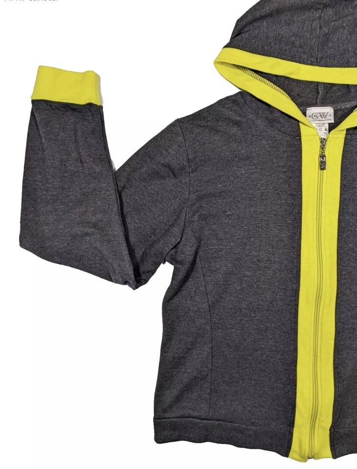 G.W. Sport Women Gray Yellow Zip Up Hoodie L/XL Tennis Yoga - Image 3 of 4