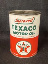 Texaco Improved 1 Qt Empty Metal motor oil Can