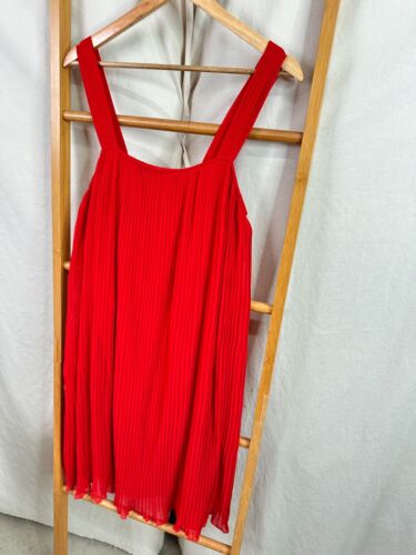 Zara Dress Womens Large Red Sleeveless Pleated Knee Length A-Line - Picture 3 of 9