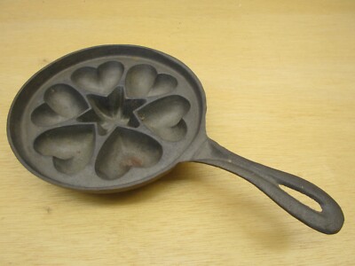 Vintage Cast Iron cookware baking Heart Star Muffin pan