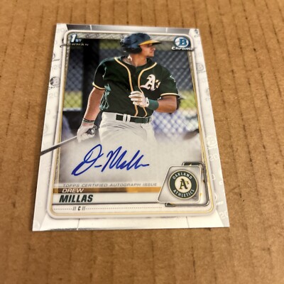 2020 Bowman Chrome AUTO ROOKIE 1st Drew Millas RC #CPA-DM Athletics Card (e8)