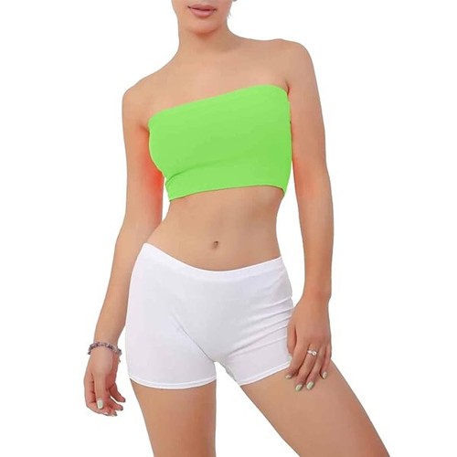 Sujetador corto elástico bandeau sin tirantes Boobtube liso/impreso para damas - Imagen 7 de 11
