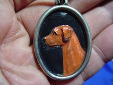 Pewter Cameo Rhodesian Ridgeback necklace Hand painted Sighthound Dog Jewelry B1