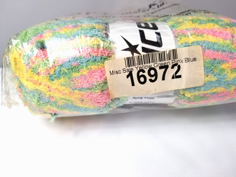 4 SKEINS ICE YARNS YELLOW GREEN PINK BLUE MISC SALEMATCH LOT #S 100GR ...