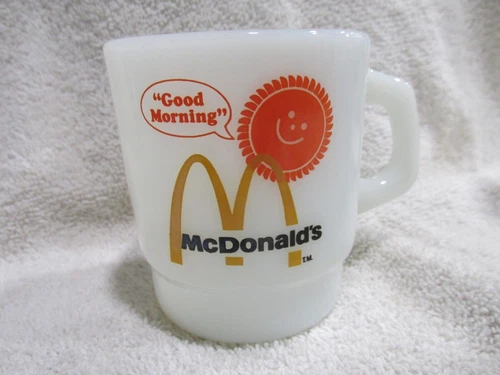 VTG Made in USA Anchor Hocking Fire King Mug McDONALD'S "Good Morning"