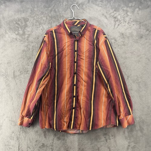 Panhandle Shirt Mens Large Red Striped Tuf Copper Vented Button Up Cowboy Rodeo