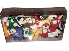 BNWT Beautiful Set of 12 Vintage Chinese Handmade Miniature  Colorful Knit Dolls