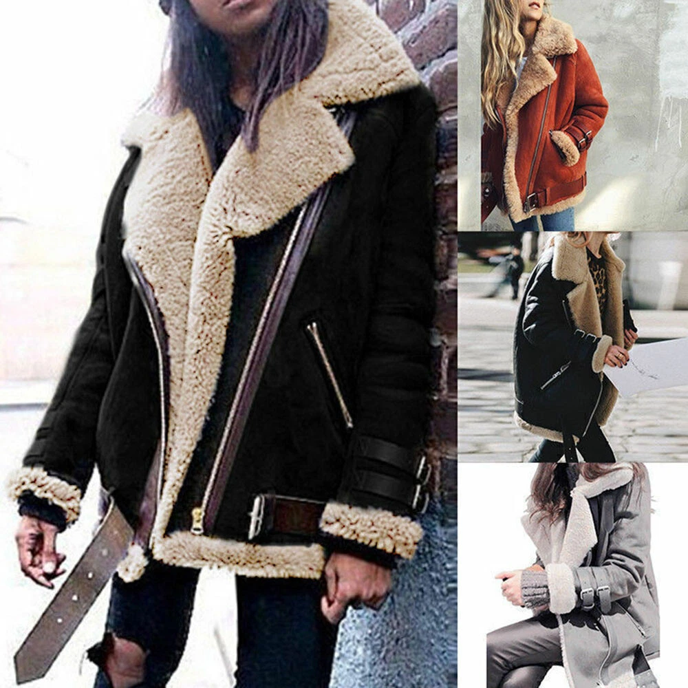 Coats Women Jackets Autumn Winter Faux Fur Hood Zipper Warm Women