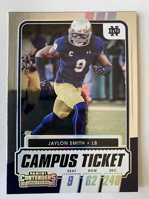 2021 Contenders Draft Jaylon Smith Silver Foil Campus Ticket Cowboys Notre Dame