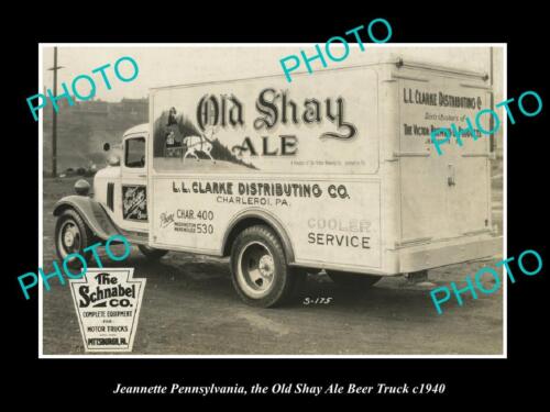 OLD POSTCARD SIZE PHOTO JEANNETTE PENNSYLVANIA, OLD SHAY ALE BEER TRUCK c1940 - Picture 1 of 1