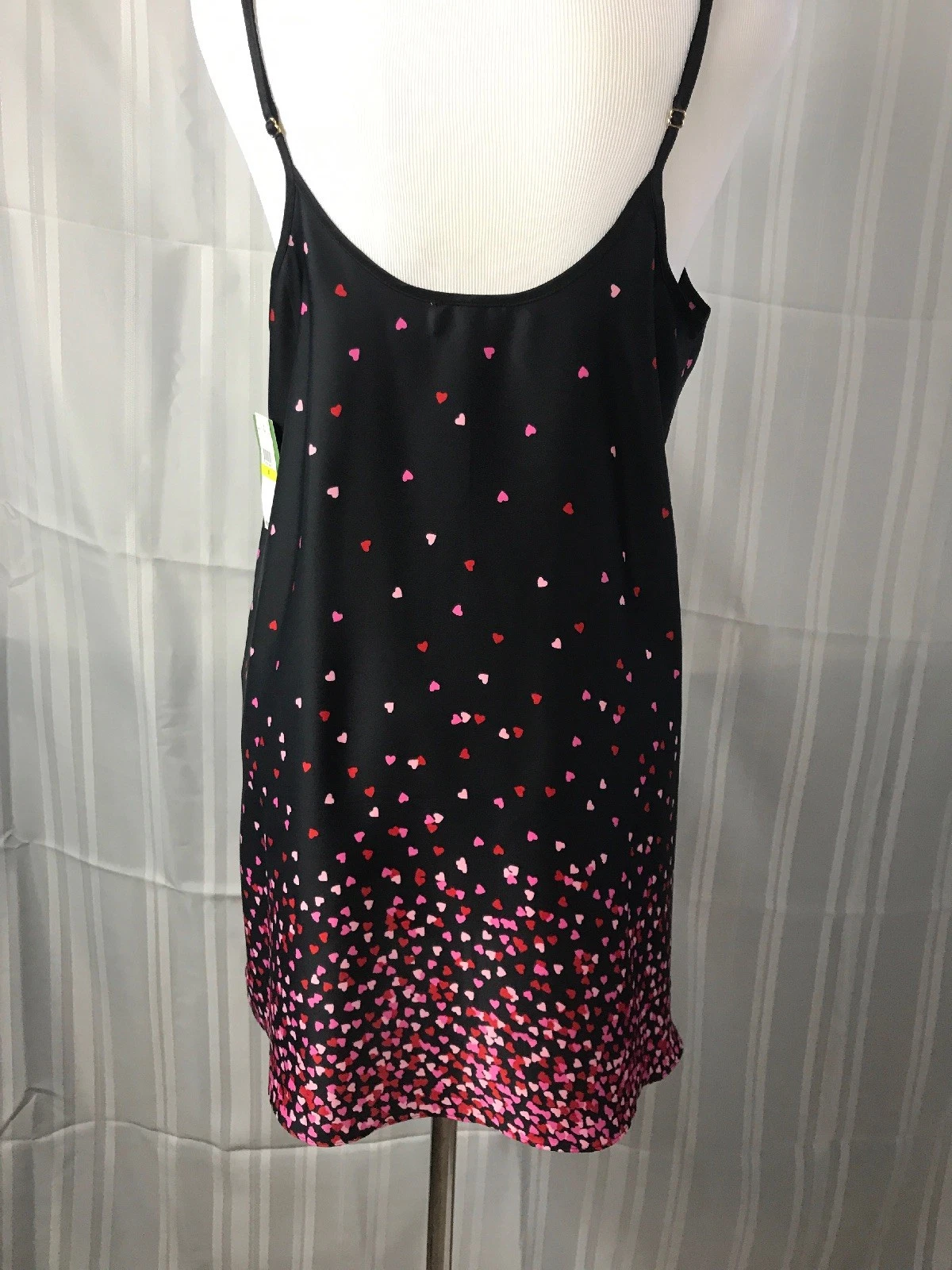 Kate Spade Chemise Gown Black Pink Red Hearts Womens Sz Medium MSRP $78