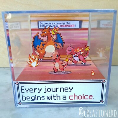 CUBE CUBE DIORAMA BIG PIXEL BOX POKEMON - Ich wähle Charmander! HANDMADE 
