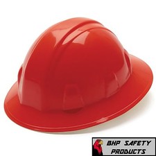 PYRAMEX RED FULL BRIM HARD HAT 4 POINT RATCHET SUSPENSION HP24120 CONSTRUCTION