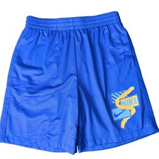 Nike Kids Dri-FIT Mesh Training Shorts Blue Orange Graphic FZ5317-480 Large NWT