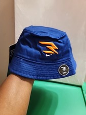 Nike Little Boys Girls Child Bucket Hat NAVY BLUE AND ORANGE 8A2682-001 W/Swoosh