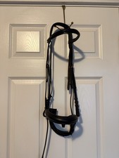 Large size leather schooling english bridle Black Padded Flash Noseband Dressage