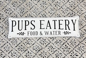 Bee & Willow Metal Wall Sign Pup’s Eatery 20x6 Rustic Vintage Style Heavy Enamel