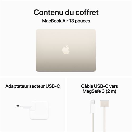 Apple MacBook Air 13.6" M3 - CPU 8 / GPU 10 - 16 Go RAM 512 Go SSD Starlight - A - Afbeelding 2 van 2
