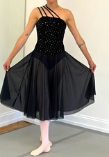 Women s Black One-Shoulder Mesh Polyester Dan...
