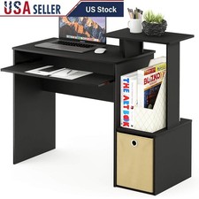 Compact Computer Desk W/ Storage Bin Sliding Keyboard Tray Suitable Any Room New