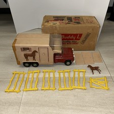 Vintage 1960s Buddy L Pressed Steel 17" Camper Style Stables Truck READ