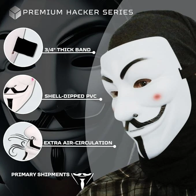 2er Pack V wie Vendetta Maske Fawkes Anonymous Halloween Cosplay Party Kostüm - Bild 2 von 4