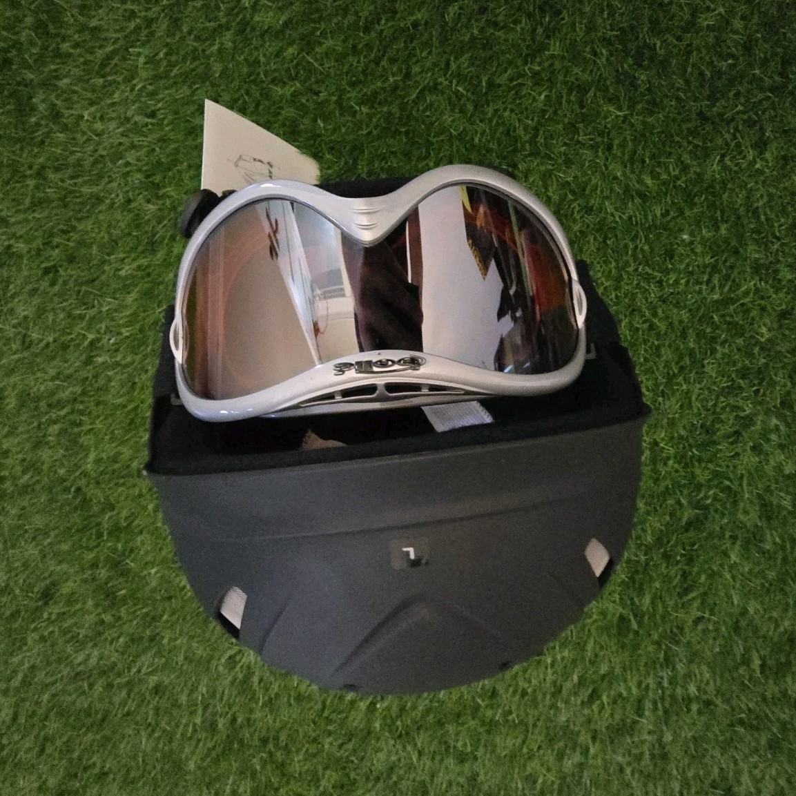 SH+ Shiver Black Winter Sports Helmet with Goggles, Adjustab