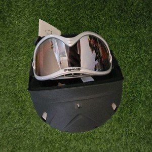 SH+ Shiver Black Winter Sports Helmet with Goggles, Adjustable, Ventilated