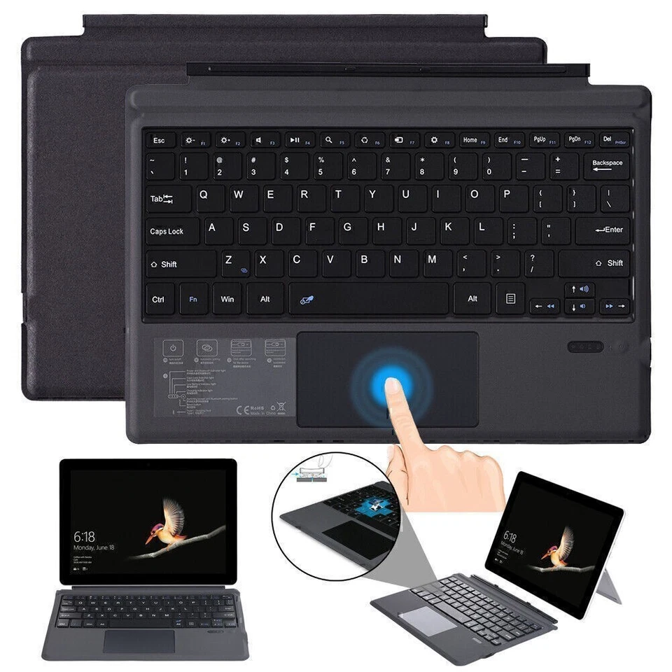 For Microsoft surface pro 3/4/5 (2017)/6 Backlit Bluetooth Keyboard Touch Pad - Image 2 of 4