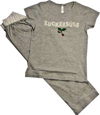 Louis & Louisa Mädchen Kinder Pyjama grau  Zuckersüss 110/116