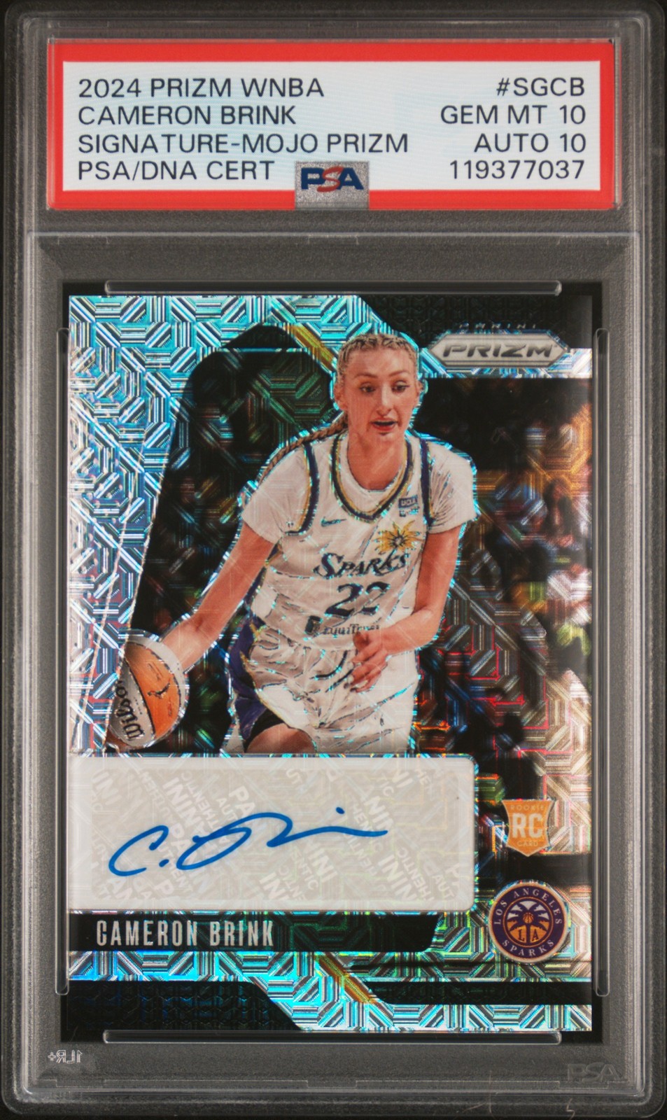 2024 PANINI PRIZM WNBA SIGNATURES MOJO PRIZM CAMERON BRINK 22/25 PSA 10 AUTO 10