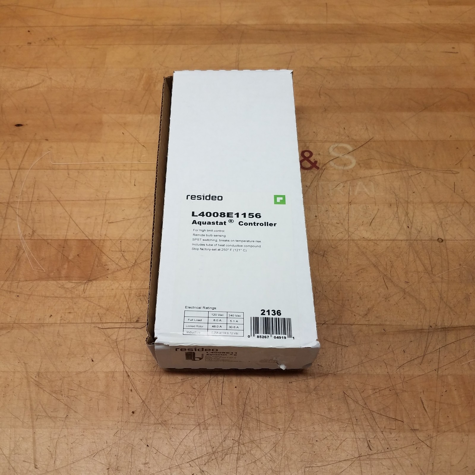 Resideo L4008E1156 Temperature Controller, SPST Switching, 130-270°F Range - NEW