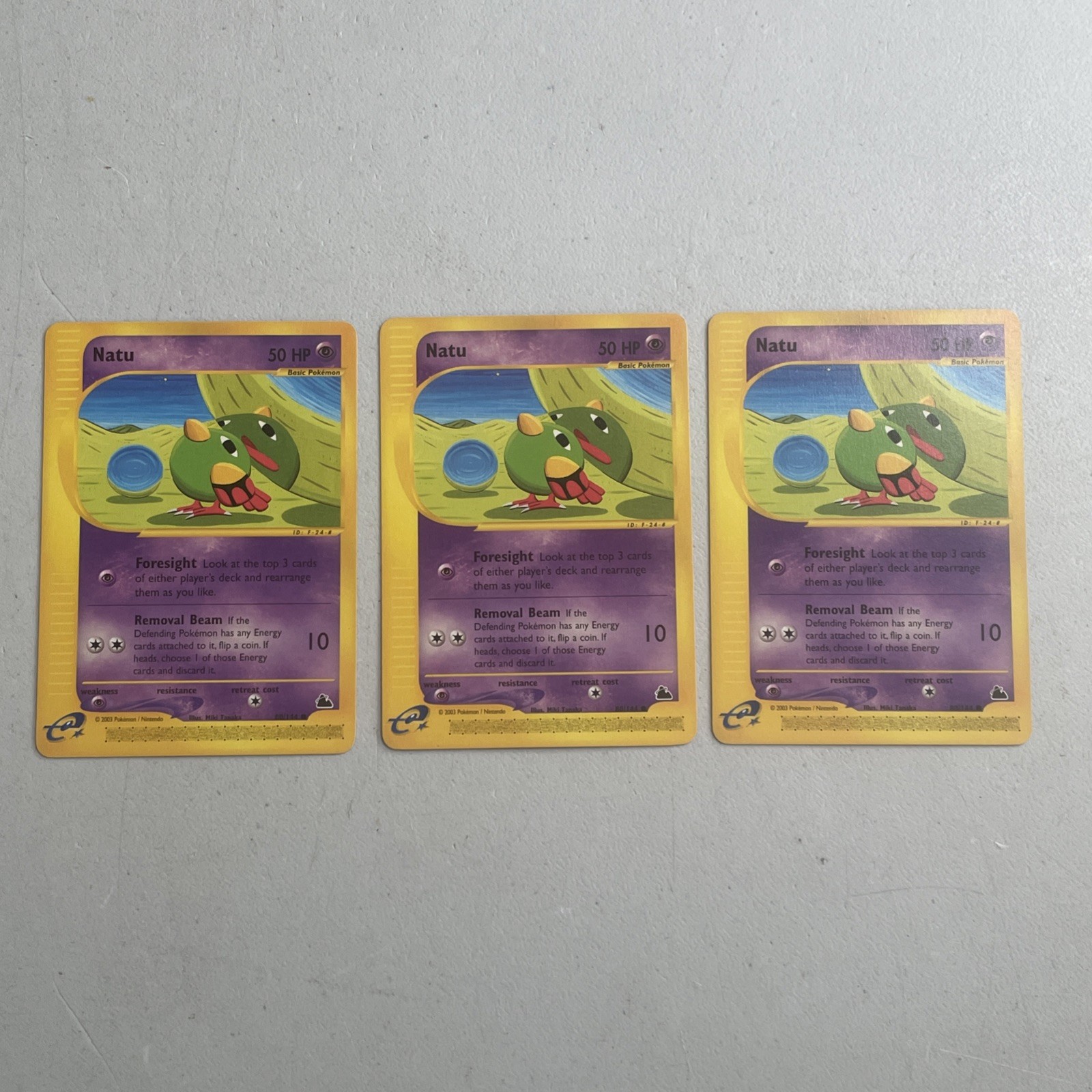 Pokemon TCG 2003 Skyridge Card -- Natu 80/144 (x3)
