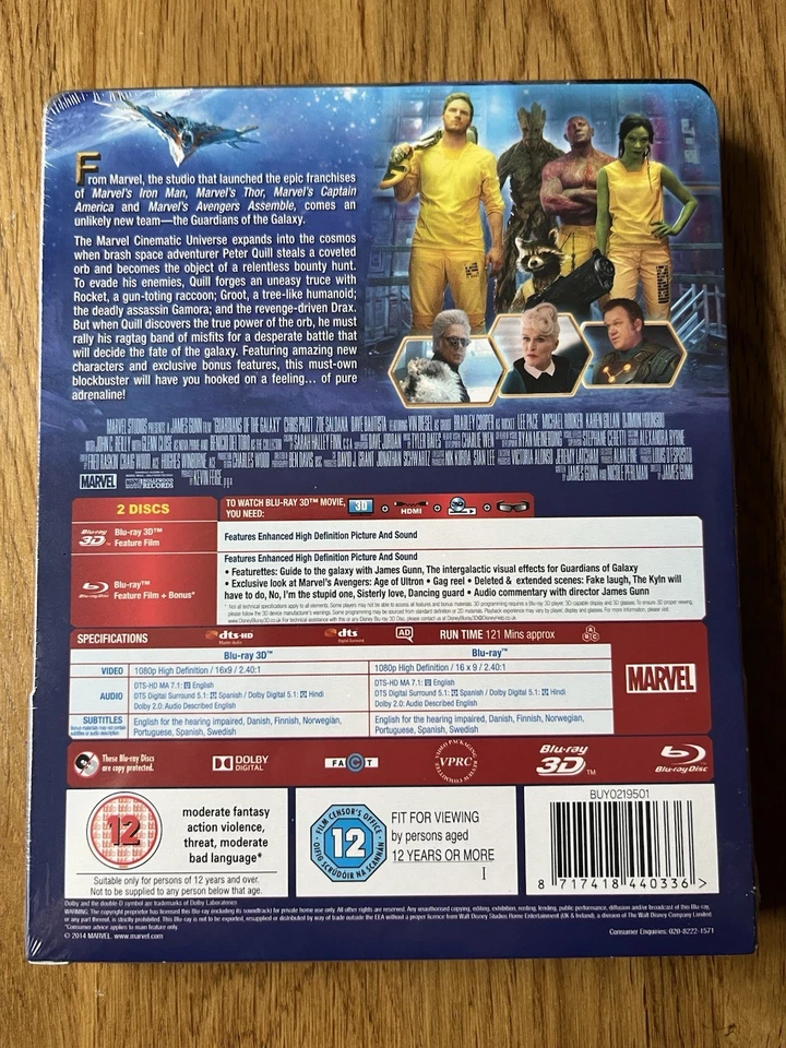 Guardians Of The Galaxy Vol. 1 2D/3D Zavvi UK Exclusive Steelbook OOS OOP - Image 2 of 4