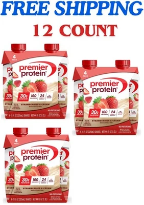 Premier Protein Shake, Strawberries & Cream, 30g Protein, 11 fl oz, 12 Ct - Image 1 of 4
