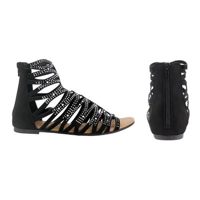Olivia Miller Gladiator Sandals Women s Size 10 Rhinestone Multi Strap Back Zip